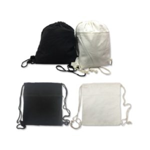 BGDS016 8oz Cotton Canvas Drawstring Bag with zip compartment