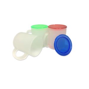 DWMU054 – 10oz Frosty Glass Mug with Colored Cover
