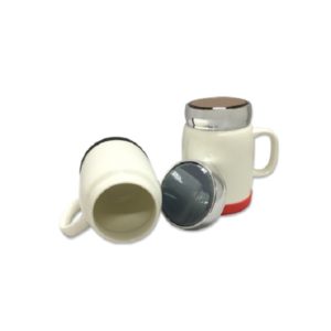 DWMU086 400ml Porcelain Mug silver lid Silicon Base