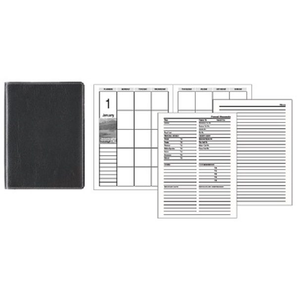 STNB037 Note Book Black Textured PU with White Stitching Cover