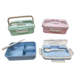 LFLB022 Wheat Straw Bento Lunch Box cw Spoon and chopstick