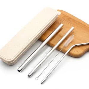 LFOT232 Stainless Steel 3 piece straw set with brush
