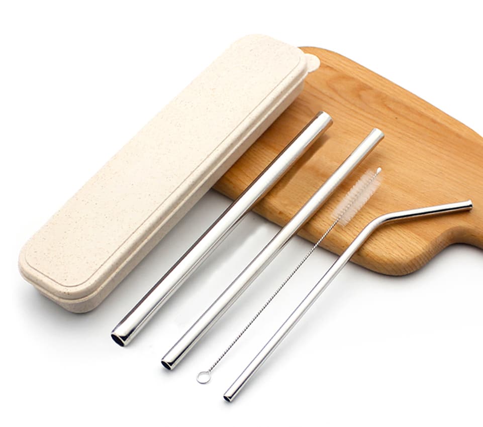 LFOT232 Stainless Steel 3 piece straw set with brush