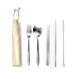 LFCS016 Stainless Steel 5 pcs cultery set with straw