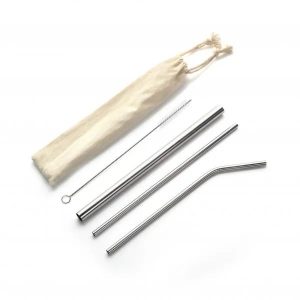 LFOT234 Stainless Steel 3 piece straw set with brush and pouch 1