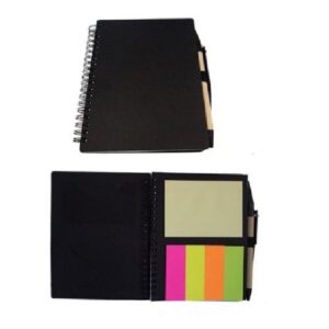 STNB075 – A5 Recycle notebook with post-it, namecard slot n pen (70 sheets)