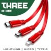 ITCB034 MULTICABLE 3 IN 1 RETRACTABLE 2.4A FAST CHARGE 7